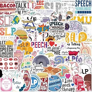 56pcs Speech Language Pathologist Stickers, SLP Waterproof Vinyl Sticker Decals for Laptops Phone Water Bottle Computer, Speech Language Pathologist Gifts