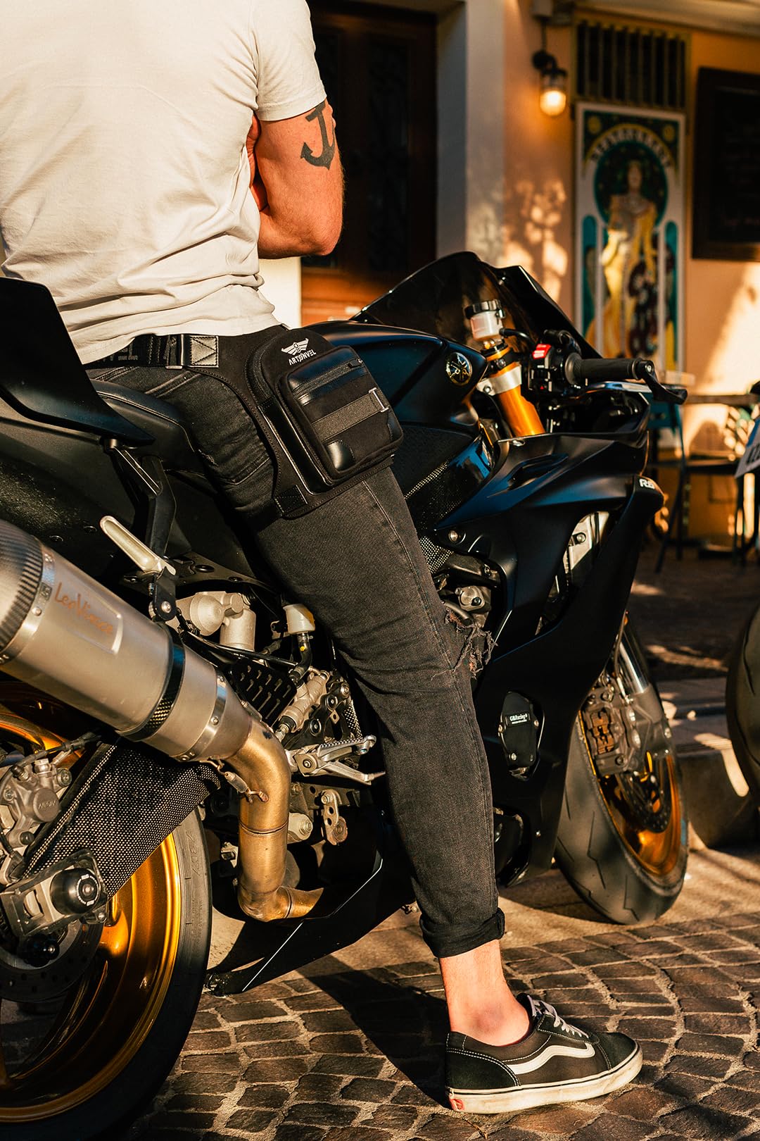Borsa da gamba per moto, tela cerata militare, ultra resistente