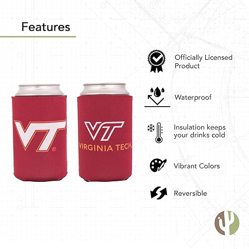 Miniatura 5 de Virginia Tech University - Enfriador de bebidas con aislamiento de latas, paquete de 2 soportes de espuma para bebidas Hokies VT (paquete de 2)