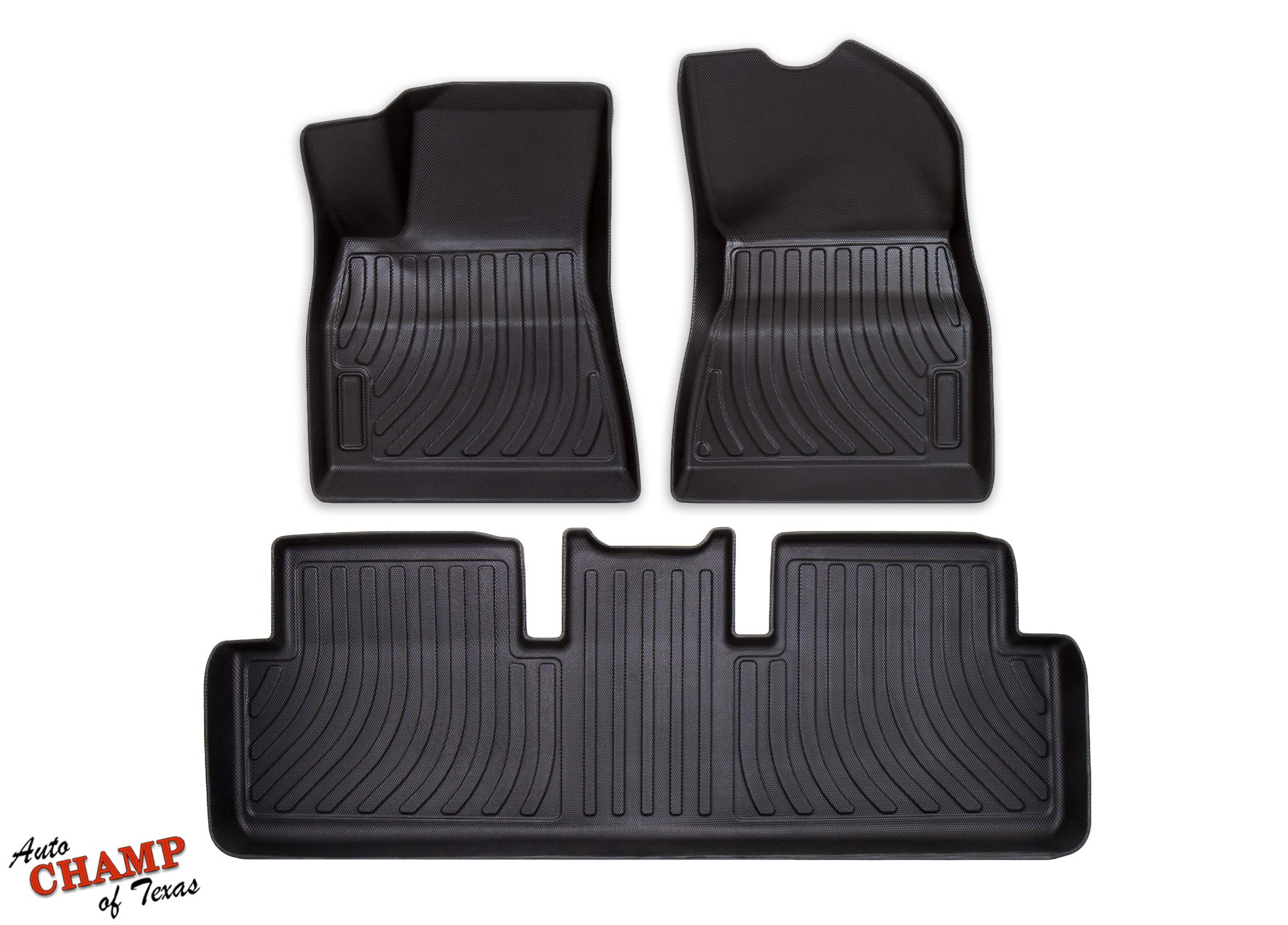 Auto Champ Tesla Model 3 Floor Mats - All Weather Tesla Model 3 2016-2023 Liner Accessories - Heavy Duty Custom Fit TPE Floor Mats 1st and 2nd Row