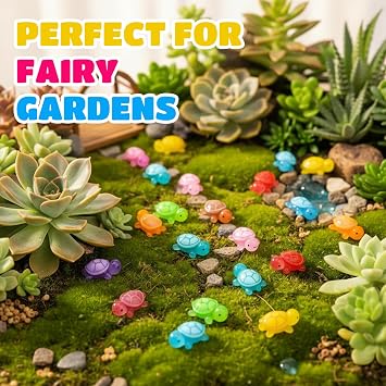 Resin Turtles - 100Pcs Glow in the Dark Miniature Figurines, 10 Colours Waterproof Decor, Mini Turtles & Turtles for Garden Aquarium Dollhouse Landscape