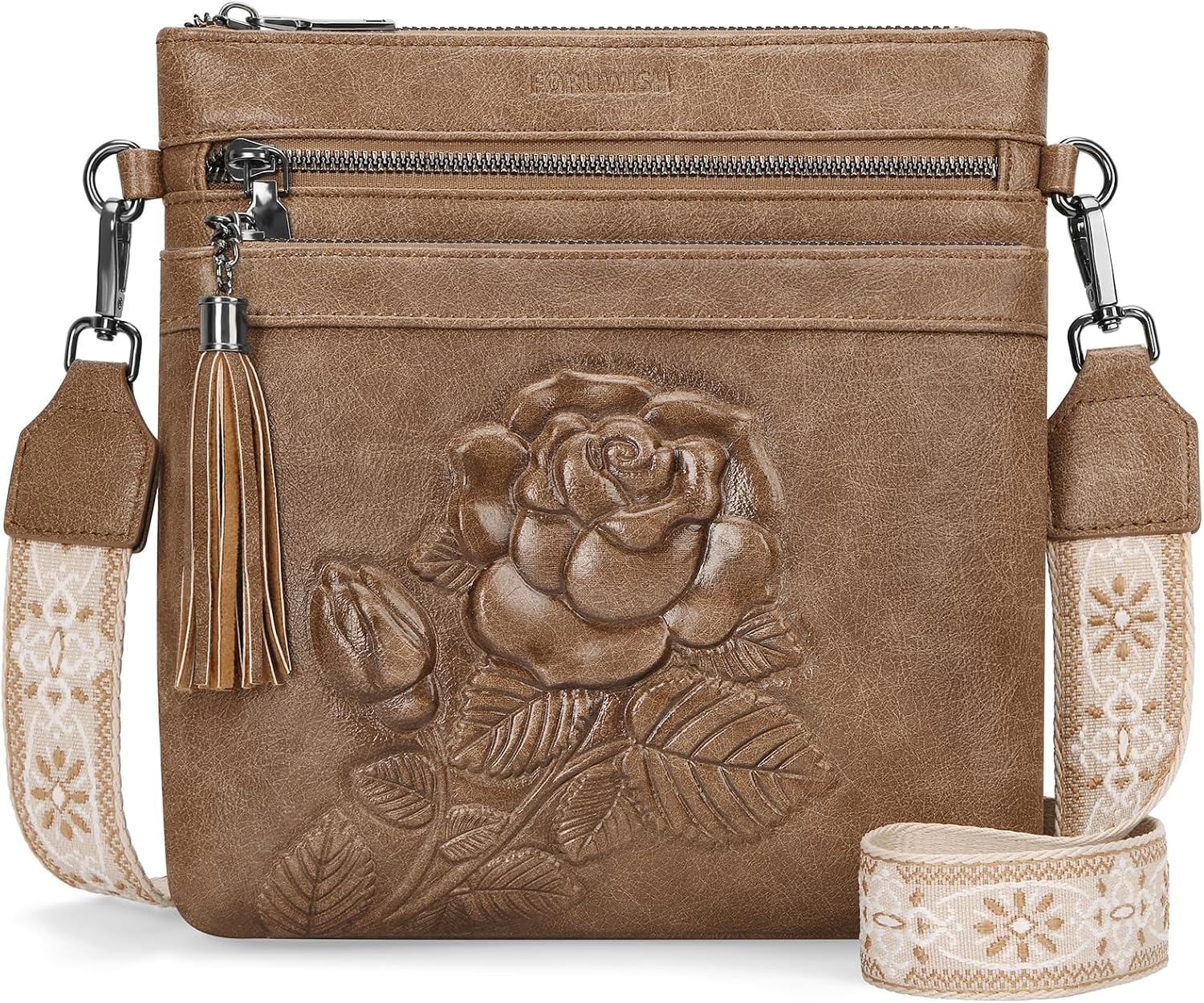 Crossbody Purses For Women, Vegan Leather Crossbody Bags, Daily Travel Shoulder Handbag with Boho Strap