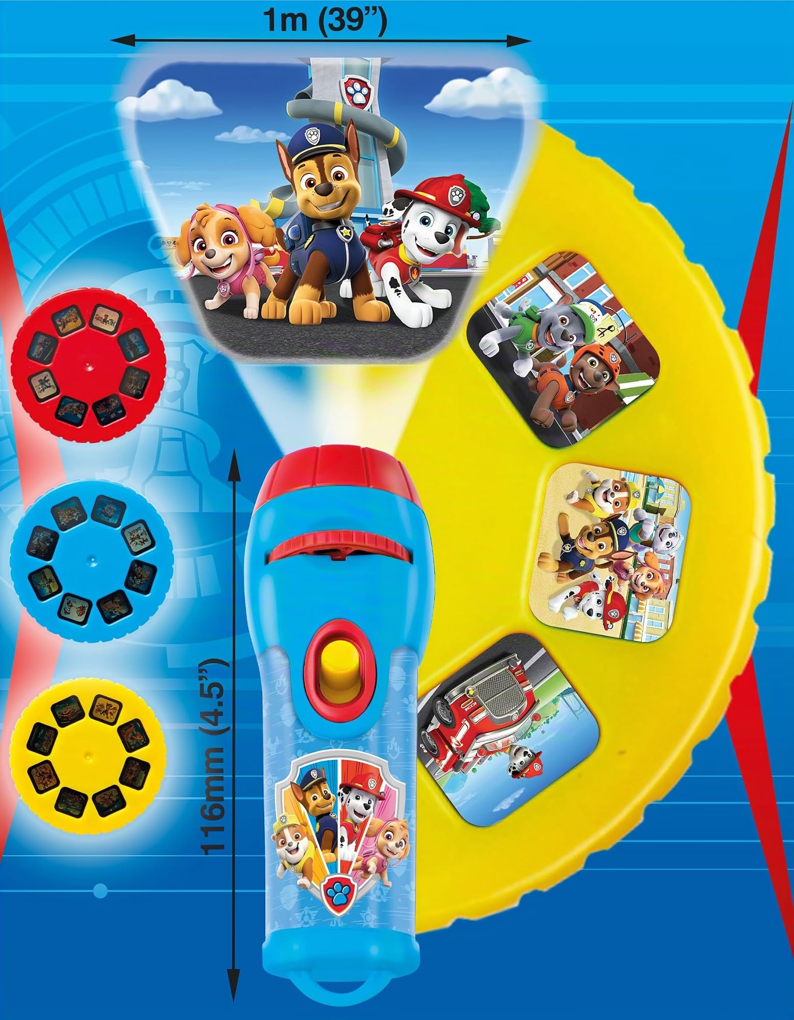 brainstorm Paw Patrol Torch & Projector Linterna y proyector, 4.3 x 1.4 Inches Ltd NIC1003