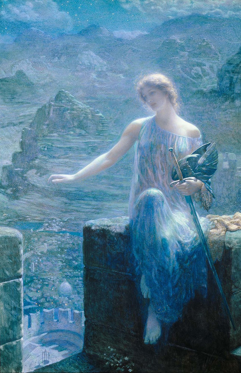 Affiche The Valkyrie's Vigil par Edward Robert Hughes format XL en impression d'art mate