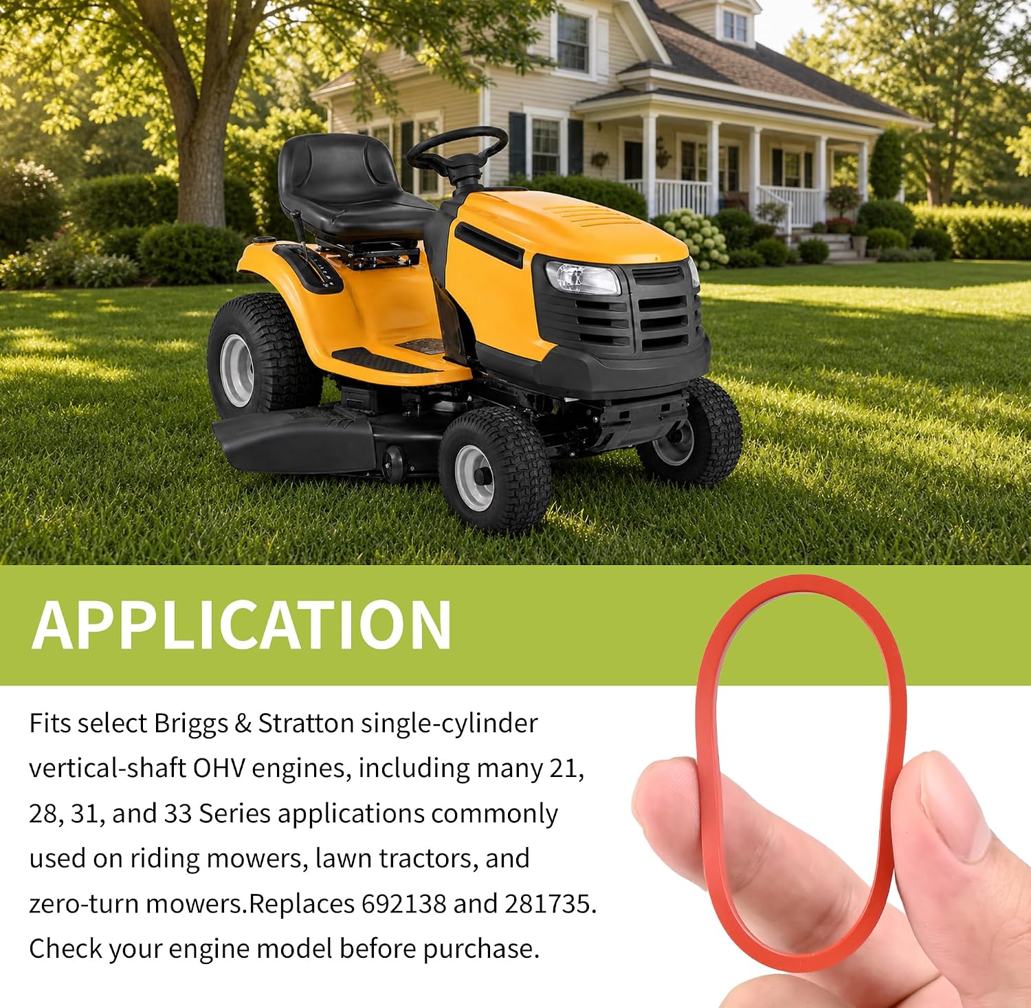 692138 Intake Manifold O-Ring Seal Compatible with Briggs & Stratton Engines Cub Cadet Simplicity Poulan MTD Lawn Mower Tractor
