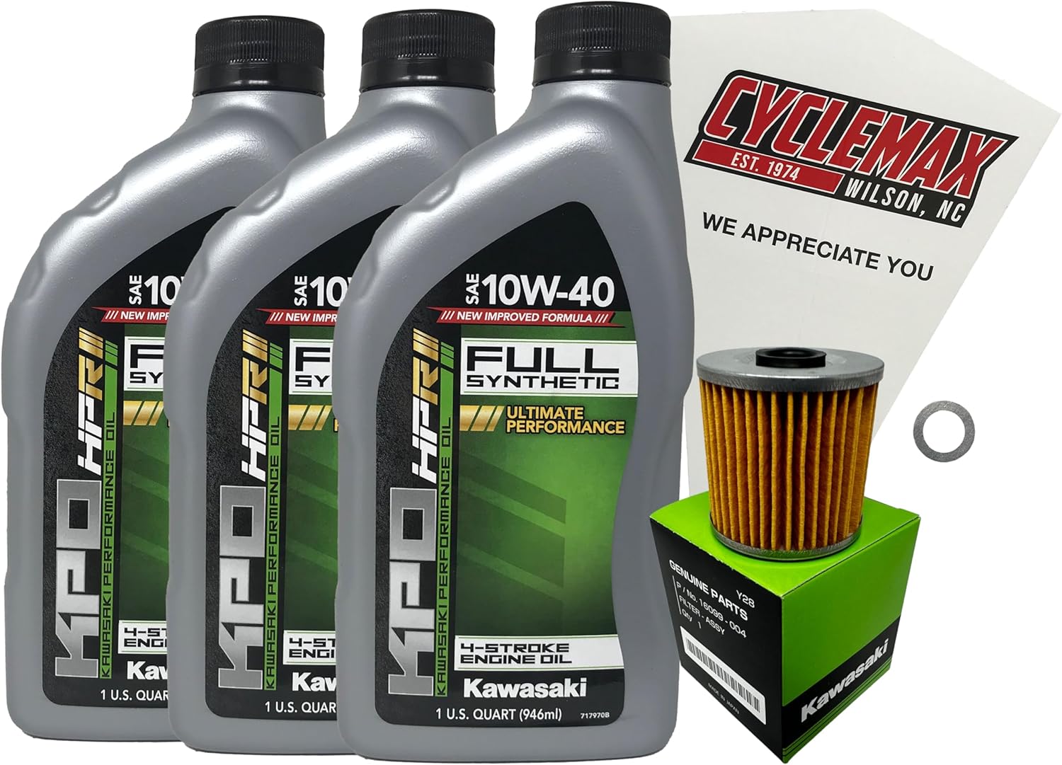 Cyclemax Full Synthetic Oil Change Kit compatible with 2009-2023 Kawasaki KLR650