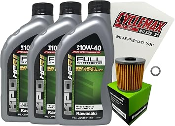 Cyclemax Full Synthetic Oil Change Kit compatible with 2009-2023 Kawasaki KLR650
