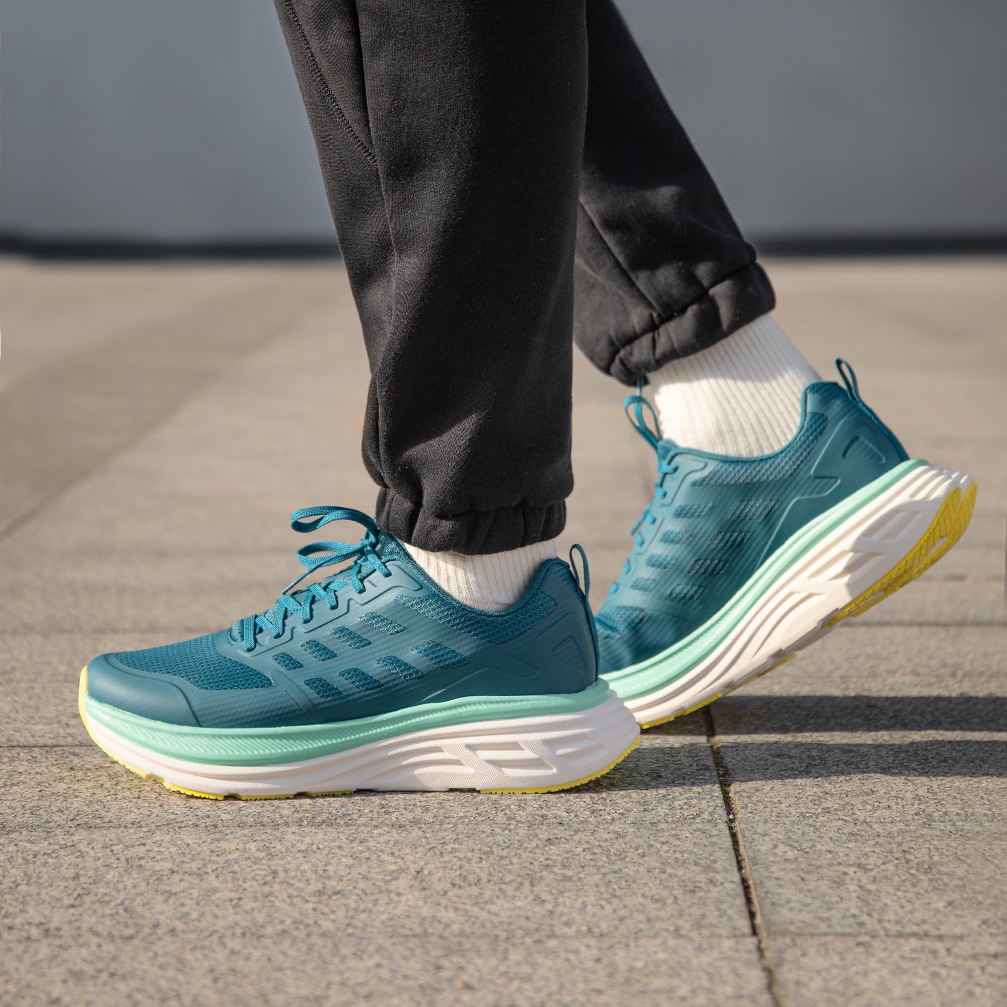 NORTIV 8 Męskie buty do biegania, chodzenia, gry w tenisa, z amortyzacją, na siłownię, sportowe, atletyczne, casualowe trampki ActiveFloat, Niebieski, zielony, 9.5