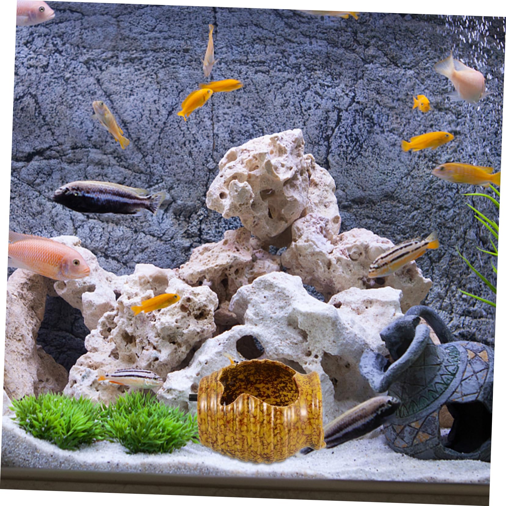 OHPHCALL Ceramic Jar Decorative Fountain Jar for Outdoor Courtyard Garden for Fish Tank