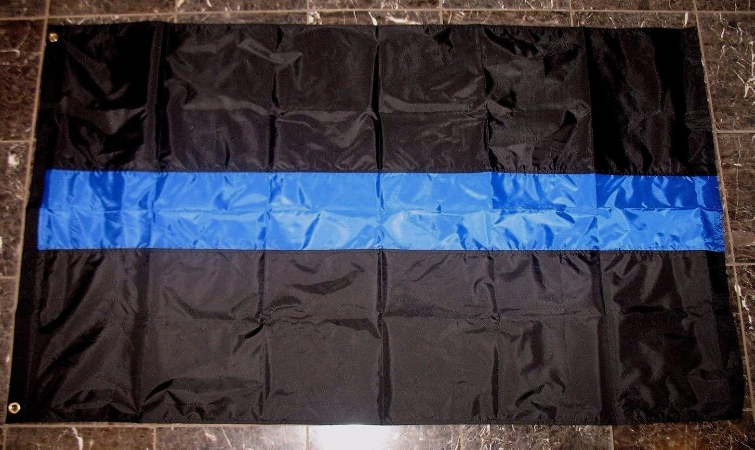 3x5 Embroidered Sewn Police Black with Blue Line Nylon Flag 3'x5' Banner
