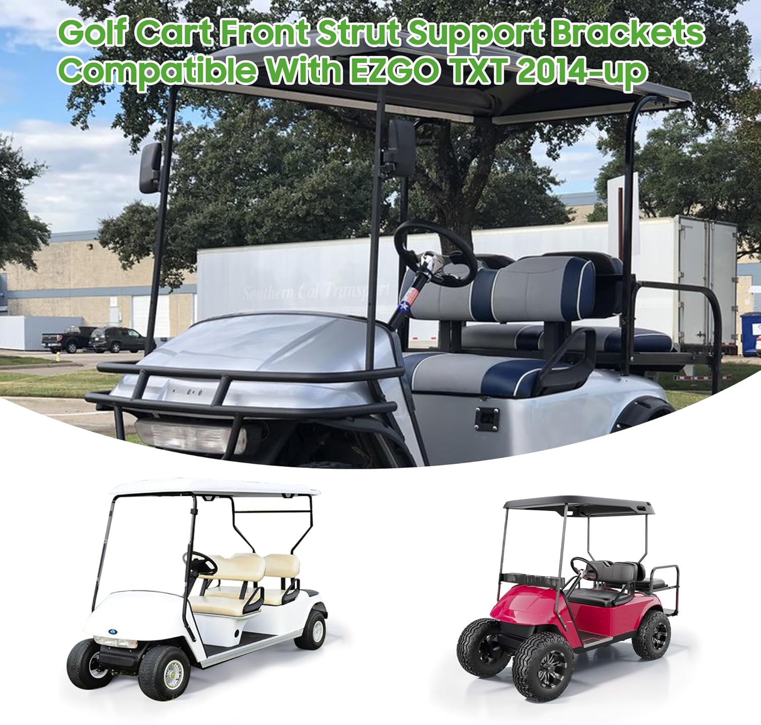 10L0L Golf Cart Front Strut Support Brackets with Steel Screw Bushings Repair Kit Compatible with EZGO, Heavy Duty Struts for EZGO Roof Tops