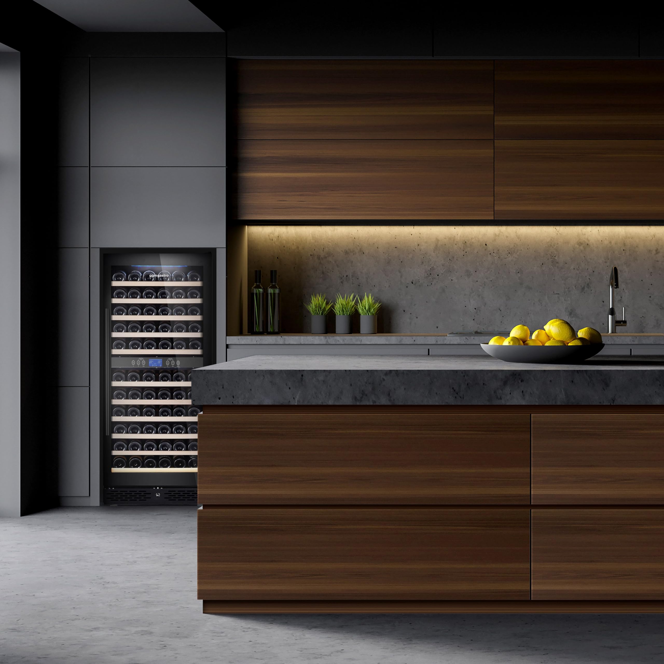 GGM Gastro Weinkühlschrank 2 Klimazonen 350 L 116 Flaschen | Präzise digitale Steuerung, abschließbare Edelstahltür, stimmungsvolle LED-Beleuchtung, ideal für den Gastronomie-Einsatz