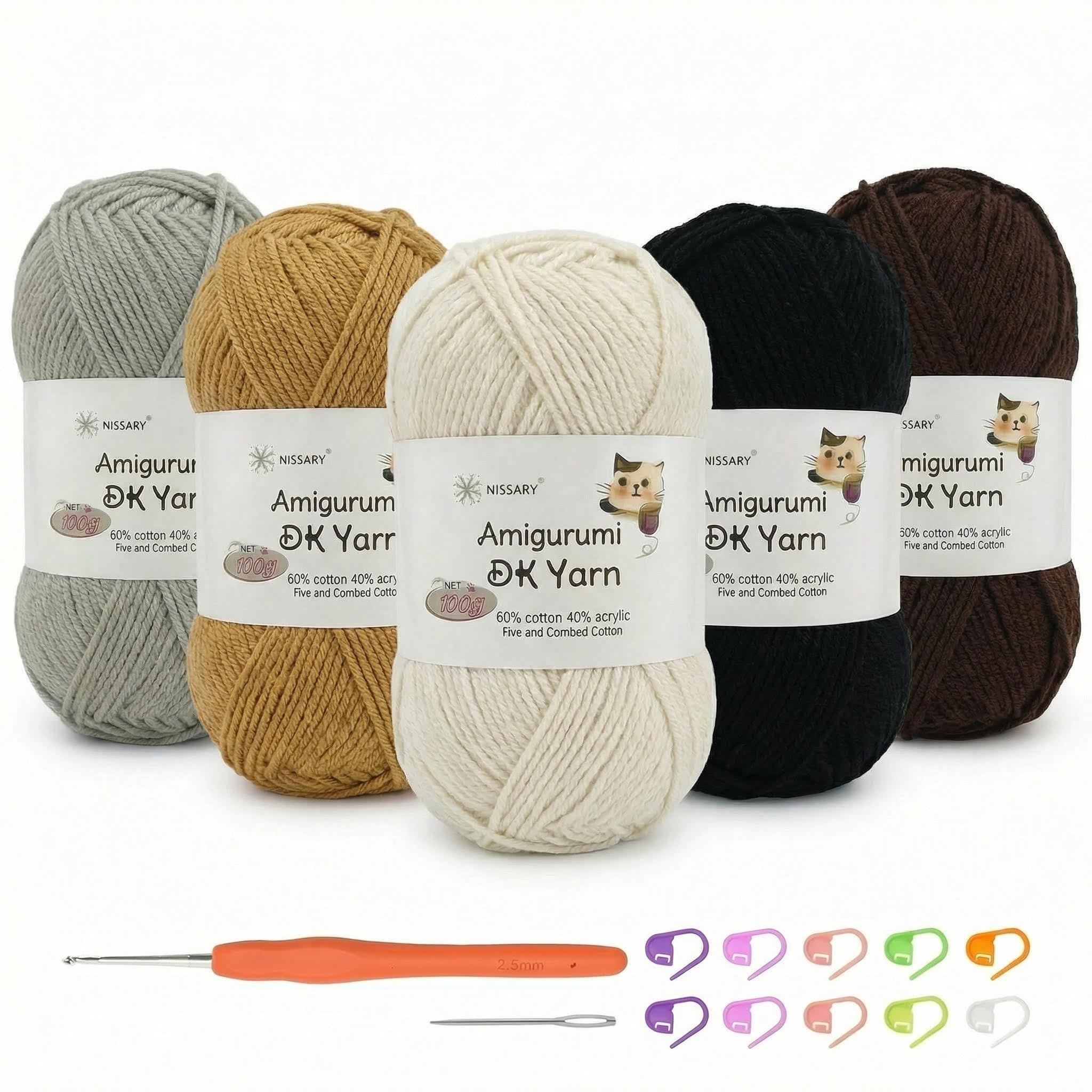 Häkelgarn,100g Baumwoll-DK-Garn 60% Baumwolle, 40% Acryl