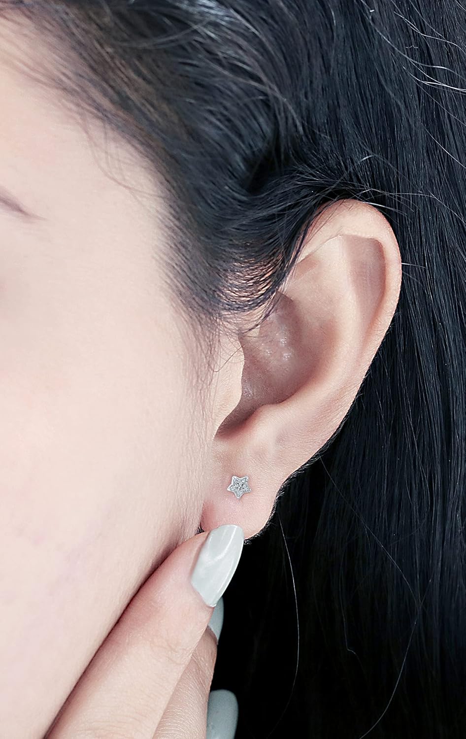 Dazzlingrock Collection 0.05 Ctw Round Natural Diamond Star Screw Back Stud Earrings for Women, in Real Solid Gold & 925 Sterling Silver