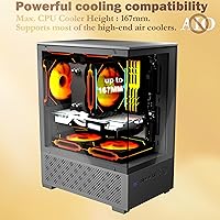 Vista 4 de Carcasa Micro ATX, carcasa MATX, ITX para PC con ventilador ARGB de 2 x 120 mm preinstalado, panel frontal y lateral de vidrio templado panorámico