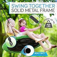 Vista 4 de SereneLife - Columpio en forma de plato con kit para colgar en árbol, columpio de árbol para exterior de 40", 2 correas ajustables para colgar