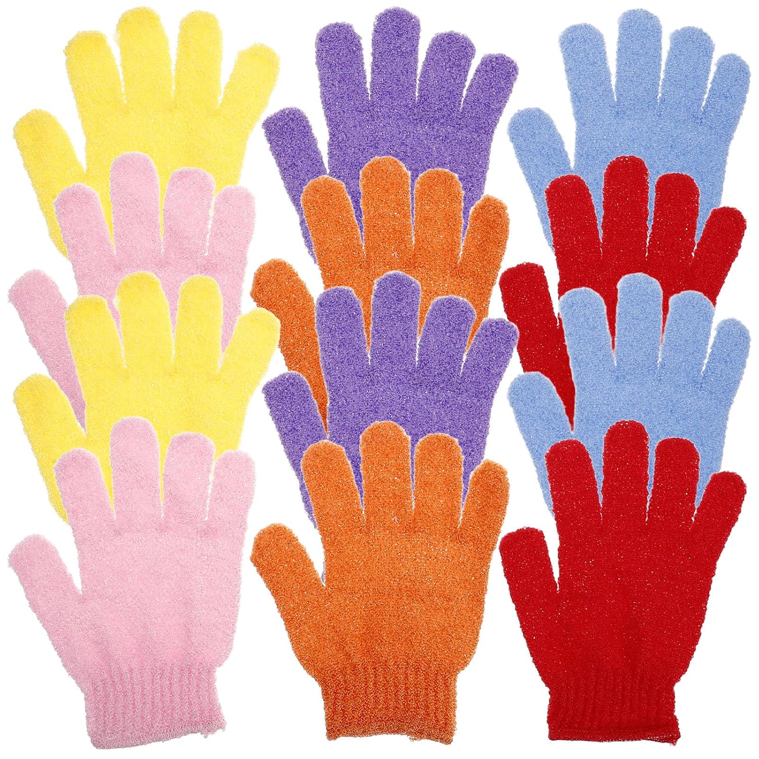 ABOOFAN 6 Pairs Nylon Exfoliating Scrubbing Gloves for Body Deep Cleanse and Dead Skin Removal Bathing Accessories for Women and Men Shower Use