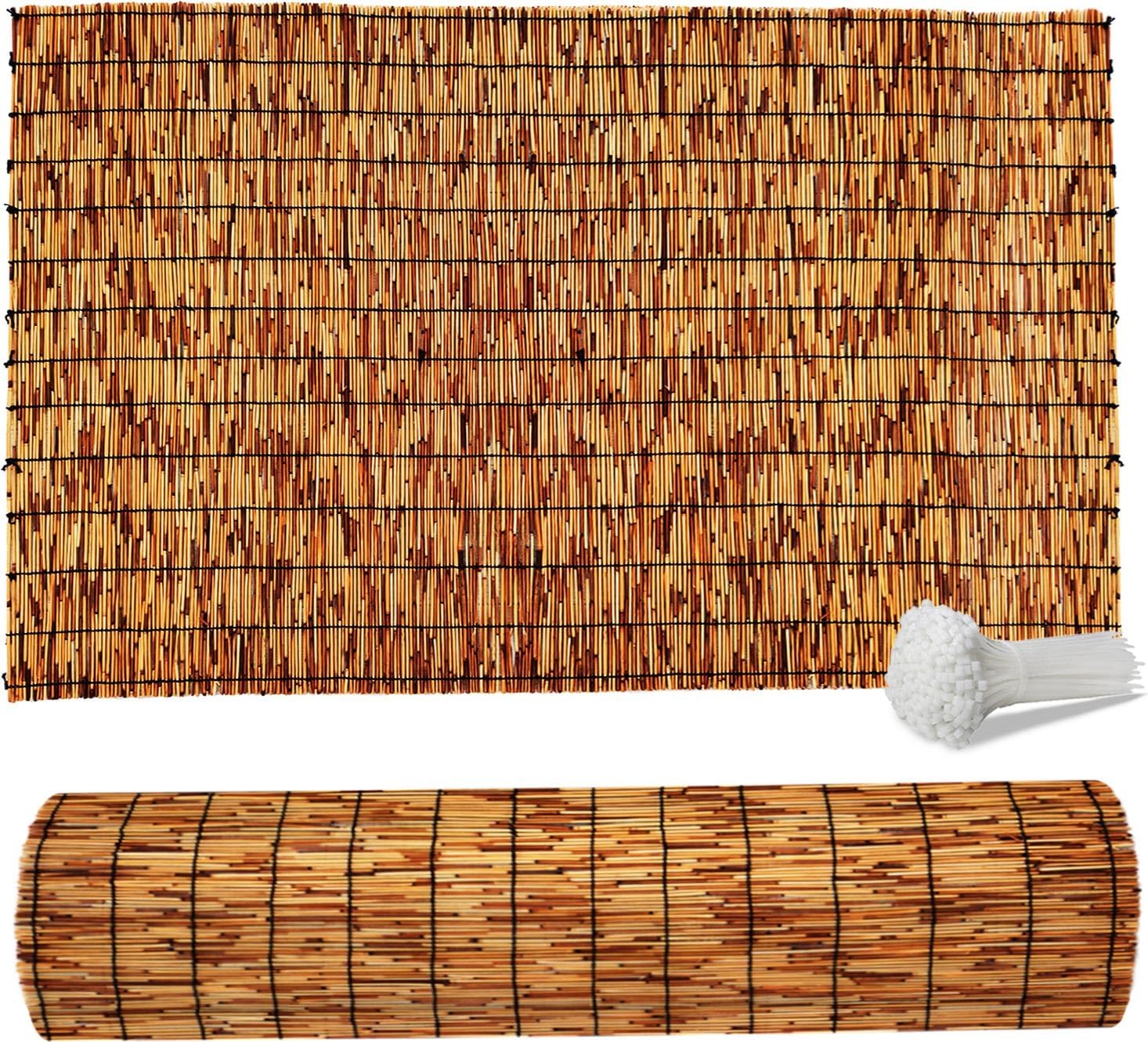 Reed Fencing Rolls,Patio Privacy Screen 5 Feet High,Decorative Bamboo Fence Rolls for Patio Balcony Garden Backyard Outdoor,5x16FT