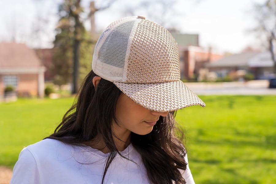 View 7 of Rhinestone Net Mesh Baseball Cap