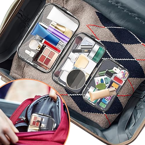 Miniatura 7 de AURUZA bolsa de maquillaje para mujer, Paquete de 3 Negro, Moda