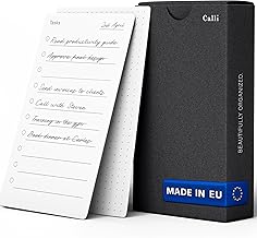 Calli 50 Premium To Do List Cards Made From Finest 250 g Paper (129 x 76 mm) - Optimised Ballpoint Pen - To Do Planner To Do Lists Block Daily Planner Todo List Block To Do List