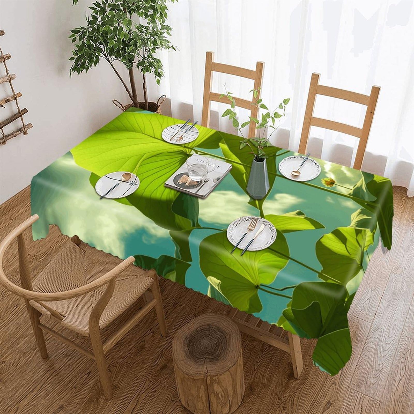 LZQPOEAS Very Leafy Tablecloth Rectangle Table Cloth Decorative Fabric Table Cover Waterproof Seasonal Table Cover Wrinkle Resistant Washable Table Cloth for Party Picnic Dinner Decor 60"x120"