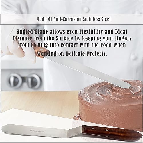 Miniatura 5 de A2Z - Espátula de glaseado de acero inoxidable de calidad profesional, para decoración de tartas, hoja flexible resistente, mango de madera para un