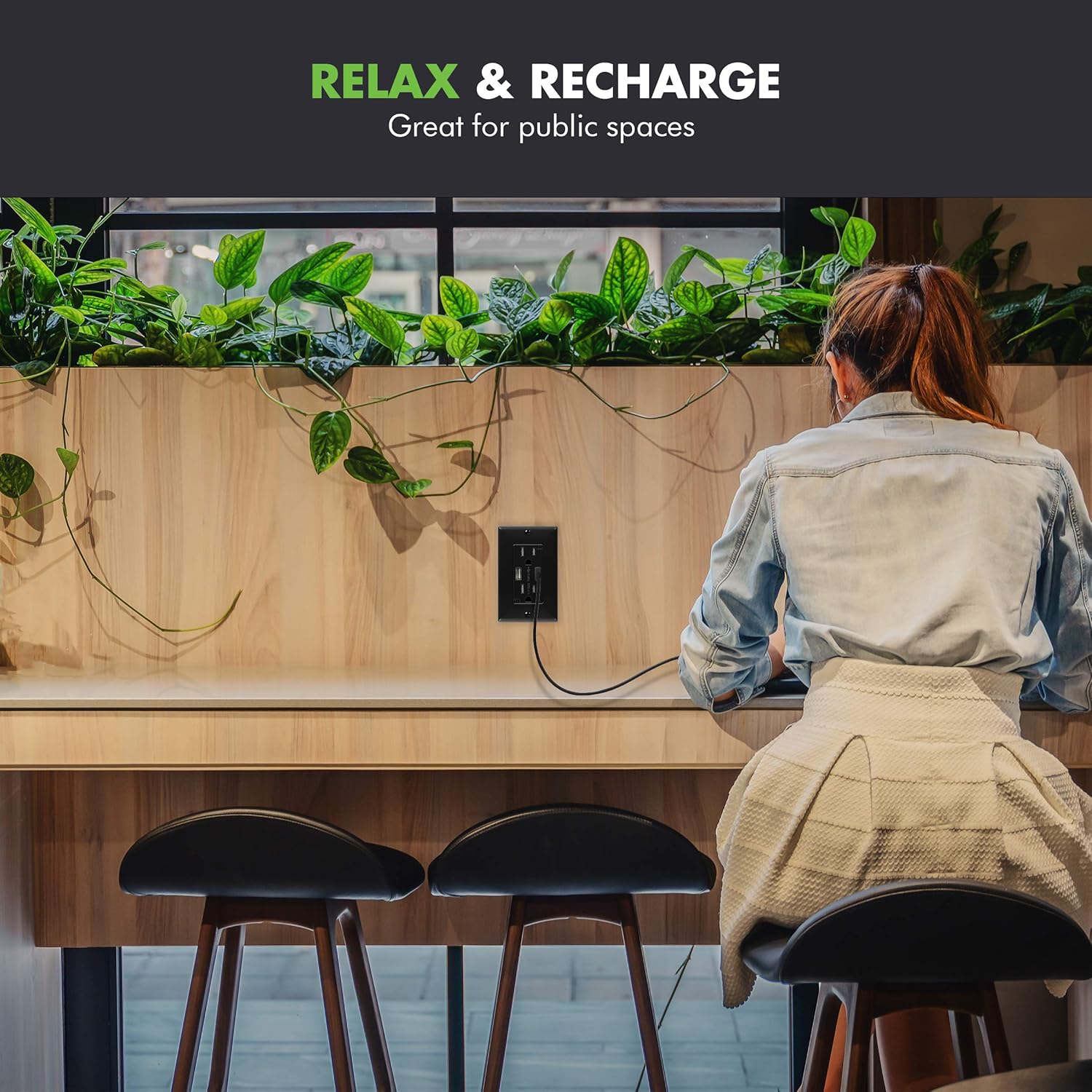 Super Brands TOPGREENER 3.6A USB Wall Outlet Charger, 15A Tamper-Resistant Receptacles, Compatible with iPhone SE/11/XS/XR/X/8, Samsung Galaxy S20/S10/S9/Note, LG, HTC & More, TU2153A-BK-6PCS, Black, 6 pack