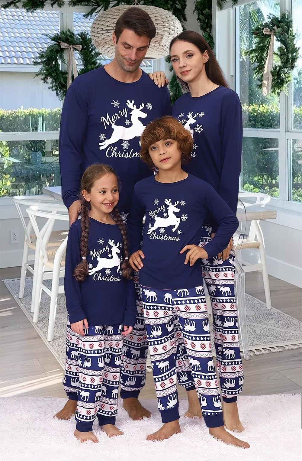 YEAXLUD Pijamas de Navidad divertidas a juego para la familia, conjuntos de ropa de dormir para mujeres, parejas, hombres, adultos, damas