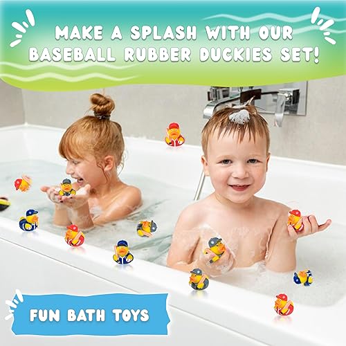 Miniatura 3 de Patos de goma con temática deportiva, juego de juguetes de baño de pato de goma, 2 pulgadas, hockey, béisbol, fútbol, baloncesto y fútbol, mini