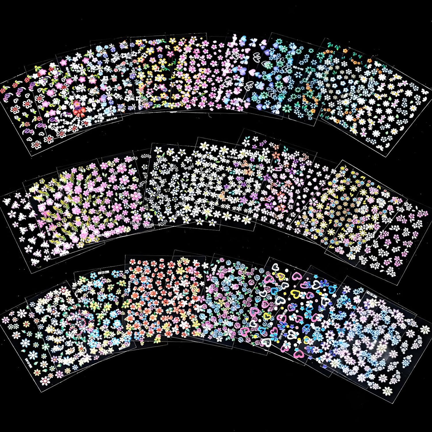 80 Sheets Flower Nail Art Stickers Self Adhesive Floral Decals-image-34