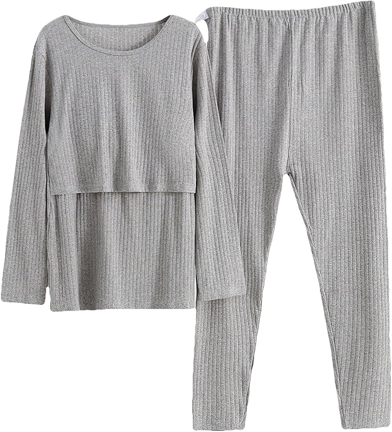 Women Maternity Long Sleeve Nursing Tops and Long Casual Pants Breastfeeding Clothing Set