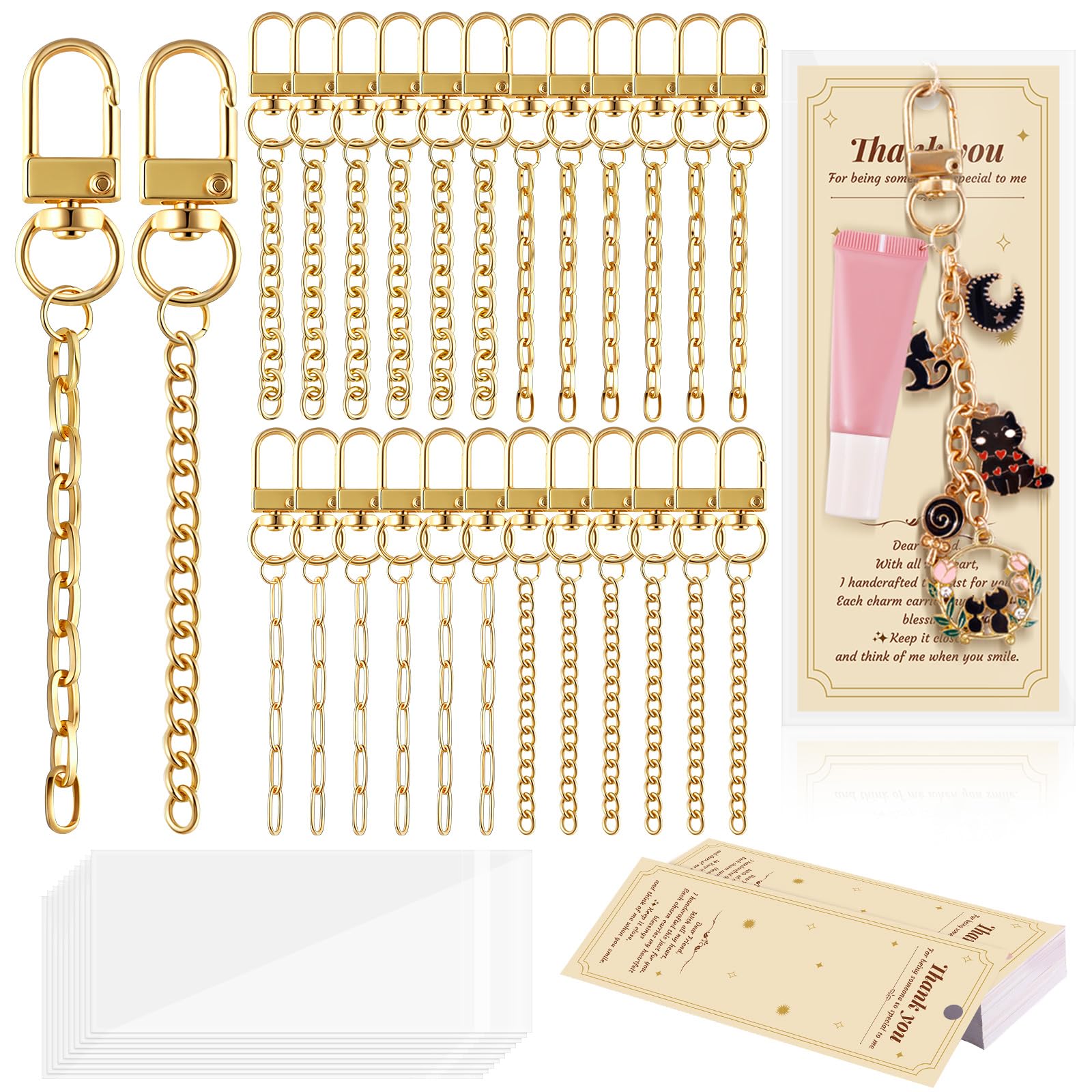 Wurosi 24 Set Lip Gloss Keychain Making Kit with Gift Packaging Supplies