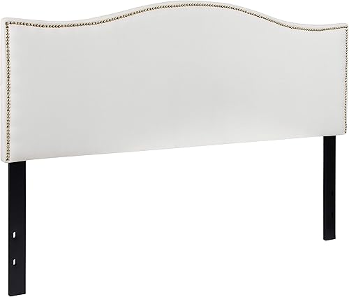 Miniatura 3 de Flash Furniture Bedford - Cabecero de cama doble tapizado con ribete de uñas en tela beige Blanco,Negro -,Marrón