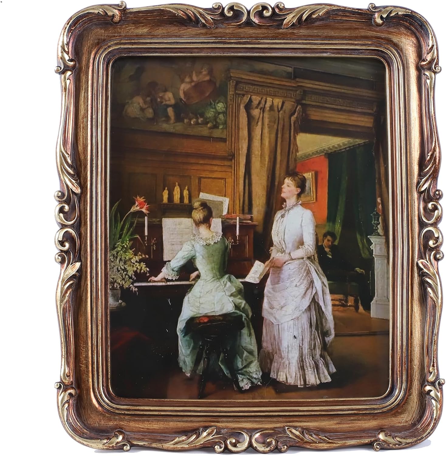 Vintage Picture Frames 8x10 Ornate Bronze Antique Picture Frames with Glass Front for Wall Mount or Tabletop Gallery Wall Decor Victorian Home Decor with Floral Design,Bronze