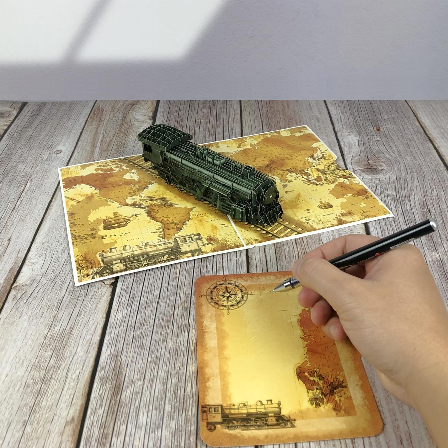 Fathers Day Card – 3D Pop-Up Vintage Steam Train, Handcrafted Locomotive Design | Unique Father's Day Card for Dad, Husband, Grandpa, or Train Lovers on Birthday or Anniversary - Image 4