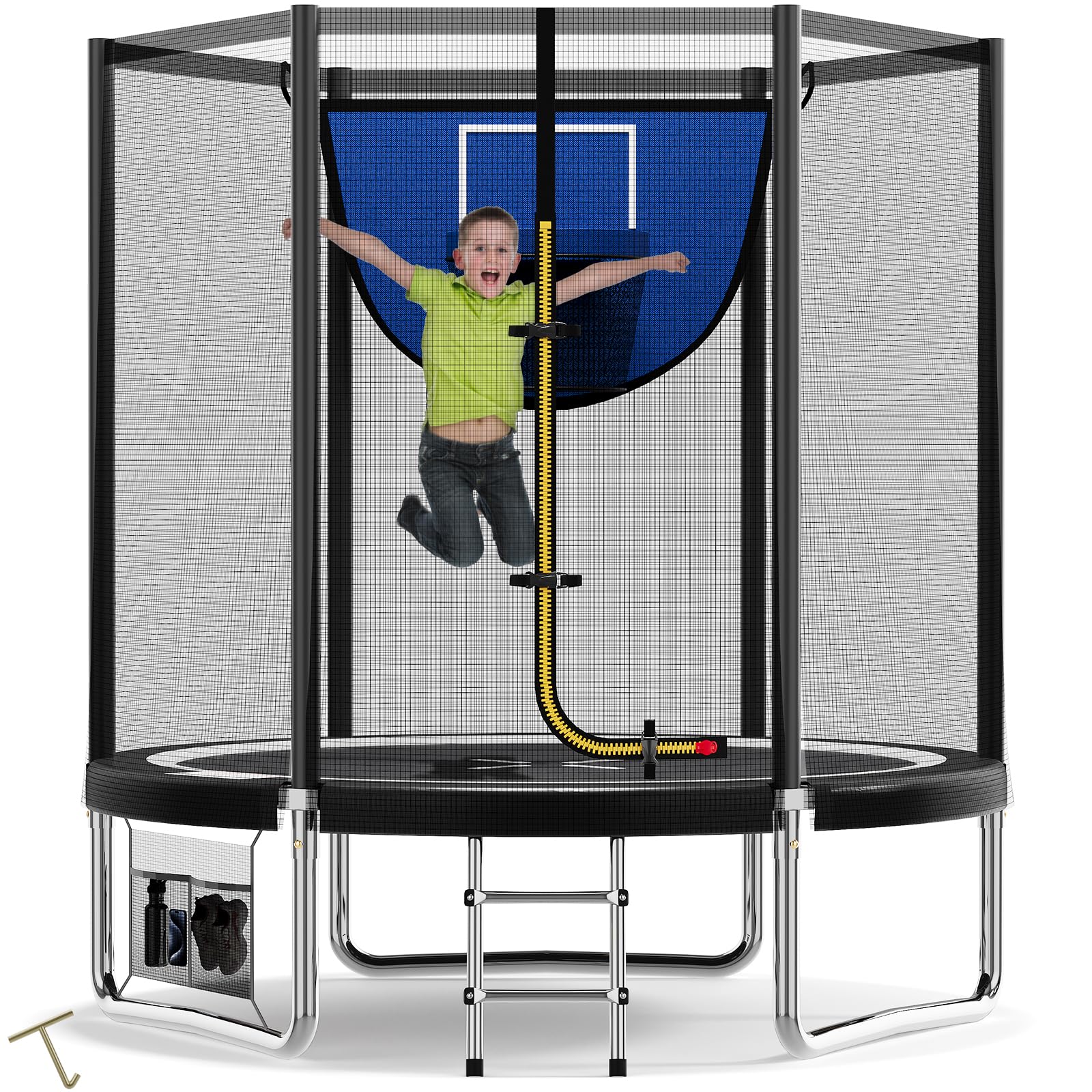 Devoko 183 cm Outdoor Trampoline with Safety Net and Basketball Hoop