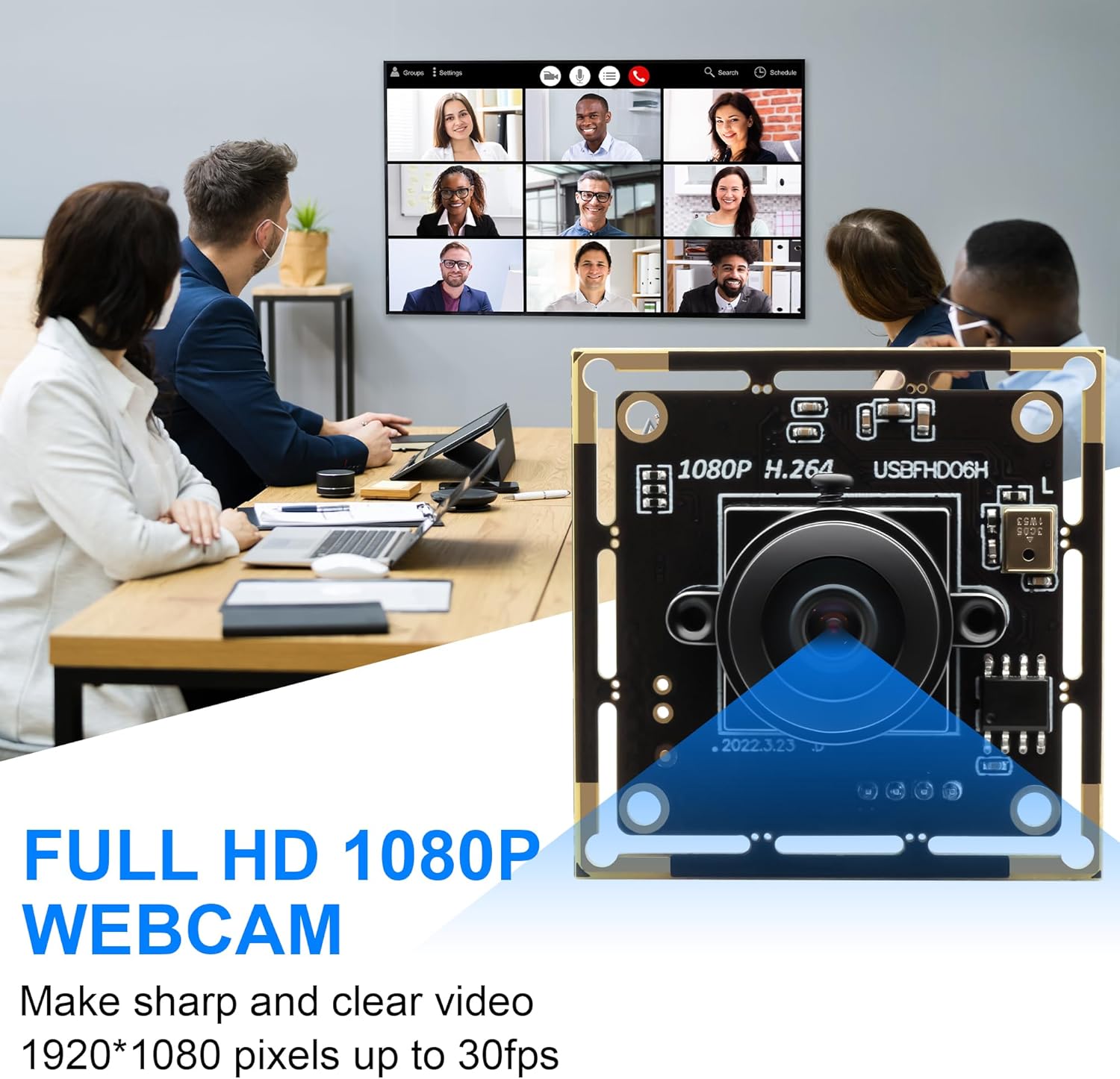 USB Camera Module Wide Angle 180 Degree Fisheye USB Webcam Low Illumination 1080P Webcam for Raspberry Pi,USB2.0 Lightburn Camera,Plug and Play for Windows/Linux/Mac