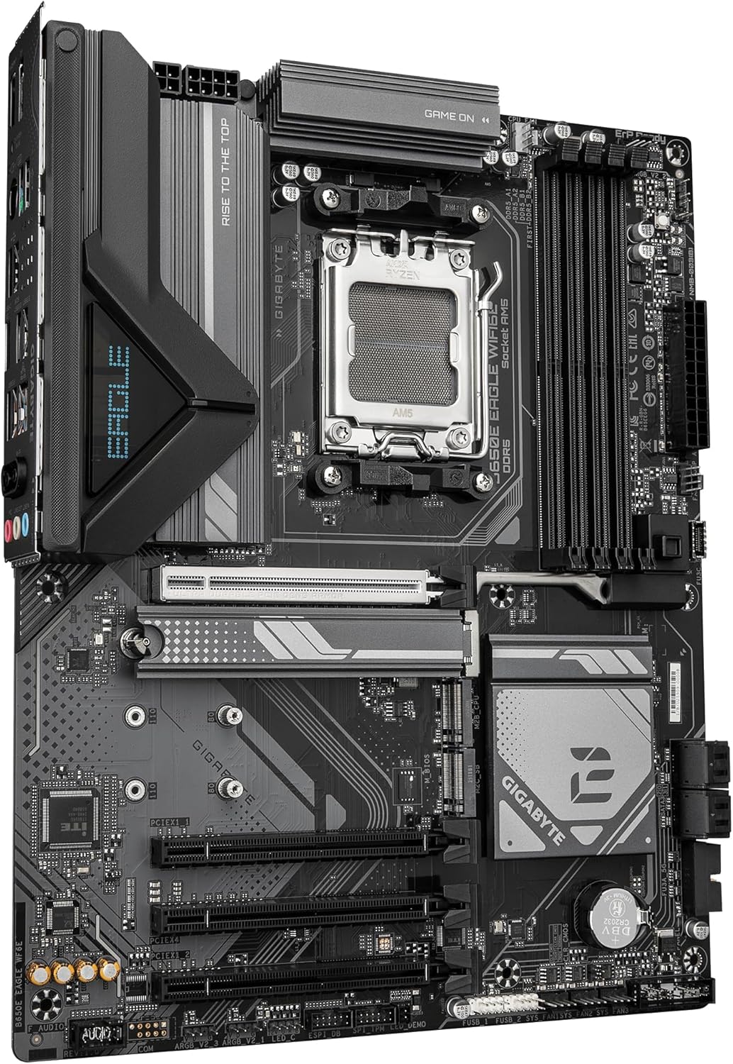 GIGABYTE B650E Eagle WIFI6E Motherboard - AMD Ryzen 9000 Series CPUs, 8+2+2 Phase VRM, up to 8200MHz DDR5 (O.C), 1xPCIe 5.0 + 2xPCIe 4.0 M.2, 2.5GbE LAN, WiFi 6E, USB 3.2 Gen 2