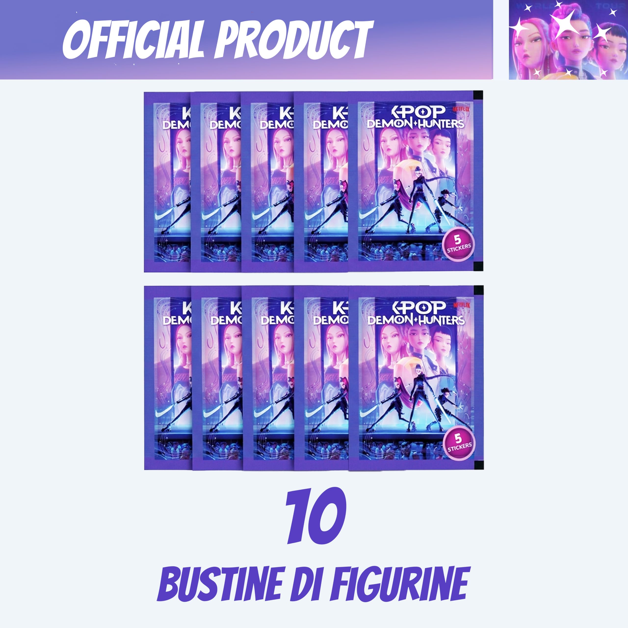 KPOP DEMON HUNTERS Album + 10 Bustine di Figurine + Poster - Premium Starter Pack - 5