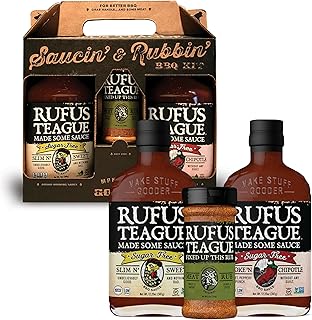 Sugar-Free BBQ Sauces and Dry Rub Gift Set By Rufus Teague, Keto with Na...