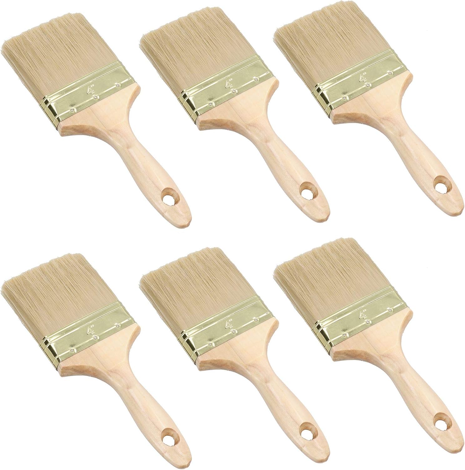 100mm Wide Nylon Paint Brush Wooden Handle for Sheds Decking Fences 6pk
