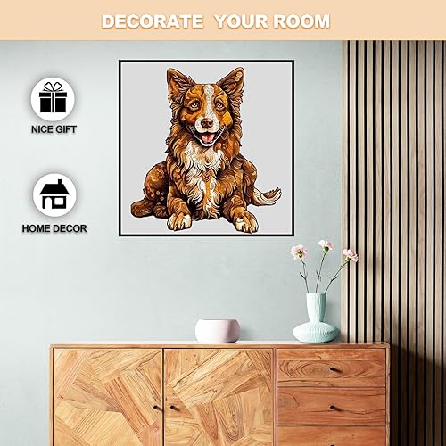 Miniatura 5 de WOODBESTS Rompecabezas de madera para adultos, rompecabezas inteligente de perro Border Collie (L, 300 piezas, 16.4 x 18.1 pulgadas), hermosa caja