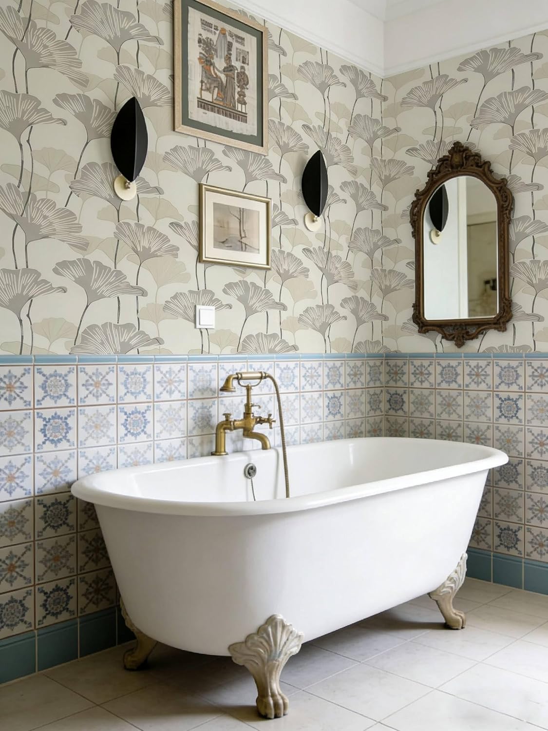 Ginkgo Leaf Peel and Stick Wallpaper, Modern Beige and Neutral Wallpaper for Home Décor | Self-Adhesive, Waterproof Vinyl, 17.7" x 236"
