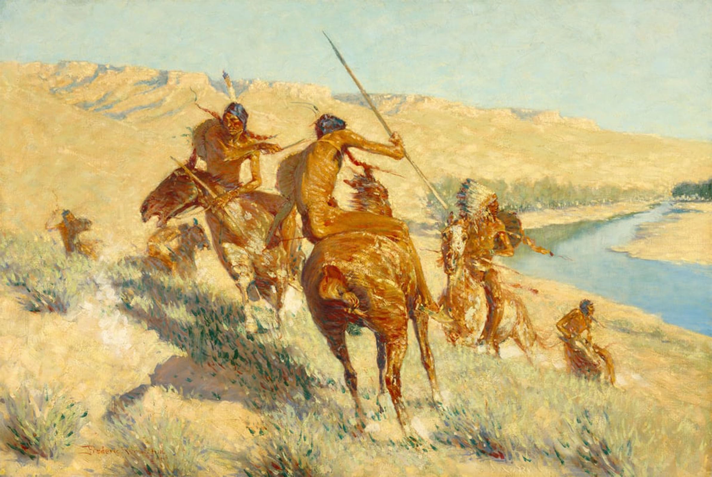 POSTERIIk Famous Modern Artwork Art Mural Episode of the Animal by Frederic Remington Oil Paintings Pictures for Home Decor 60x90cm