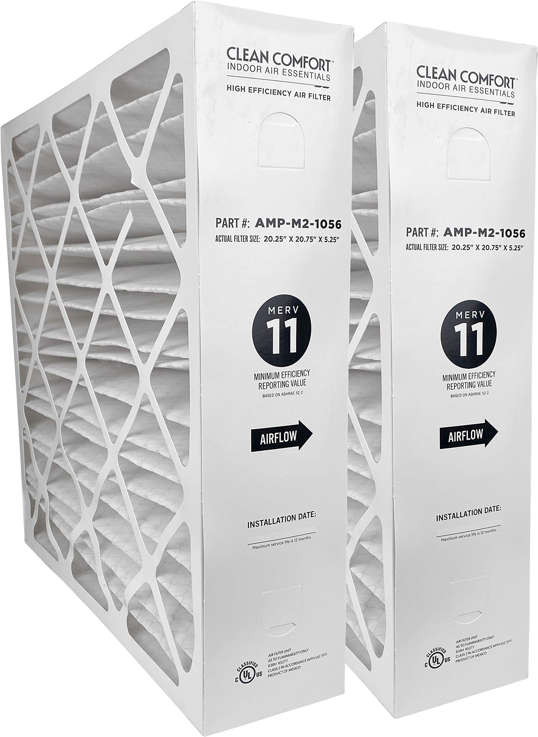 Clean Comfort AMP-M2-1056 (2 Pack) - 20" x 20" x 5" Media Air Filter, MERV 11