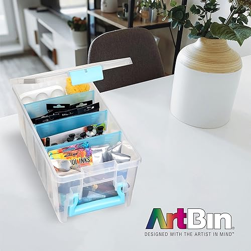 Miniatura 7 de ArtBin Semi Satchel - Organizador portátil para manualidades con 3 divisores, estuche de almacenamiento de plástico transparente para suministros de