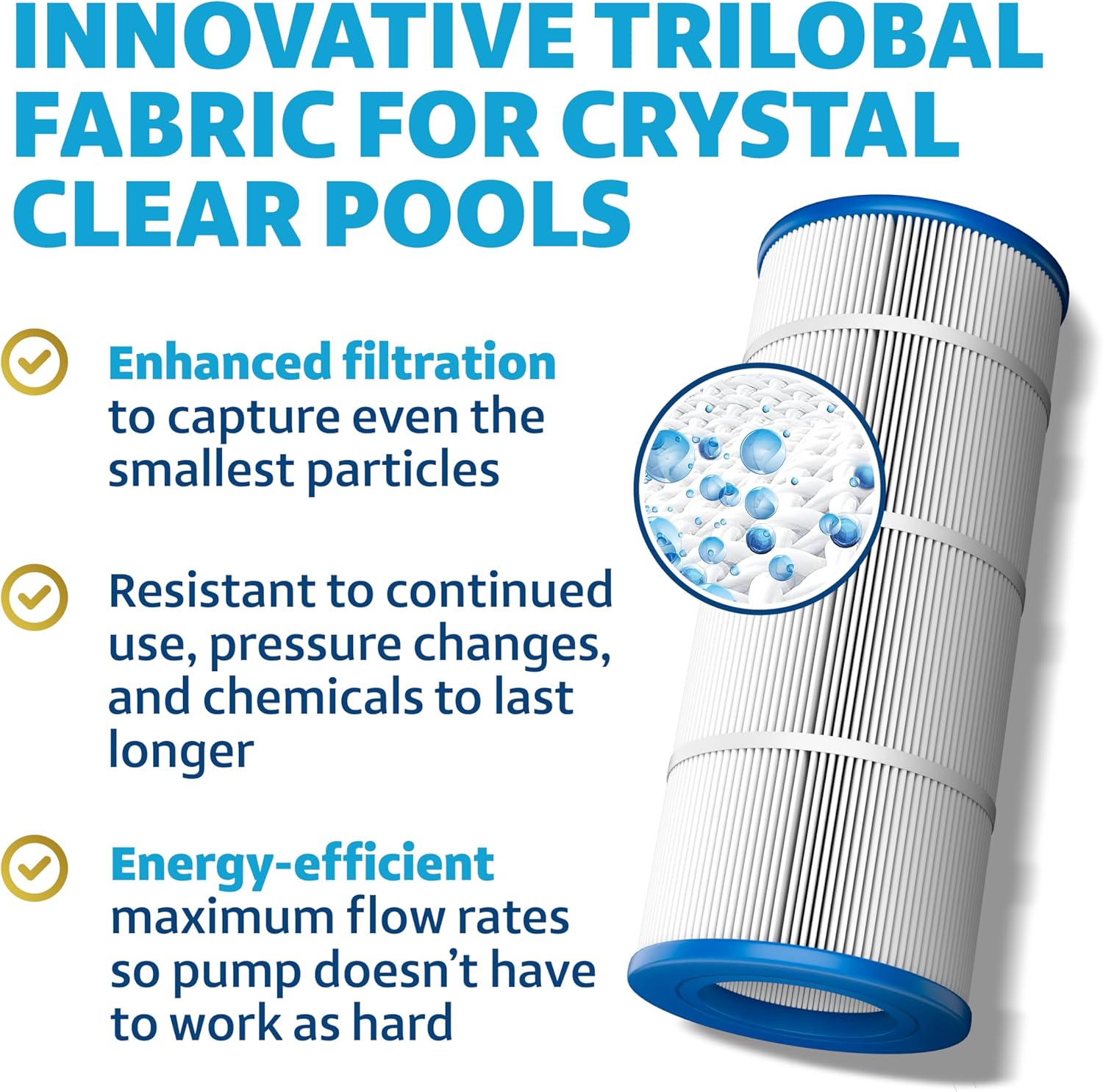 LACQUA Pool Filter Cartridge LQ2002 for Jandy CS200, R0462400, PJANCS200, Unicel C-8418, Filbur FC-0823, Ultral-B9, Aladdin 35002. Hose Nozzle Included