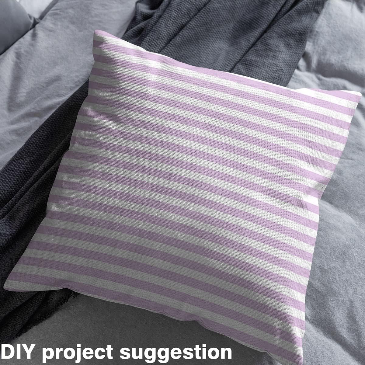 Violet Striped Fabric by The Yard, Purple White Farmhouse Ticking Stripes Decorative Fabric, for Women Horizontal Stripes Geometric Lines Indoor Outdoor Fabric, 2 Yards