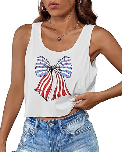 Aluvee USA 4th of July Tank Tops Women Red White and Blue Shirts Tank Tops Ameri